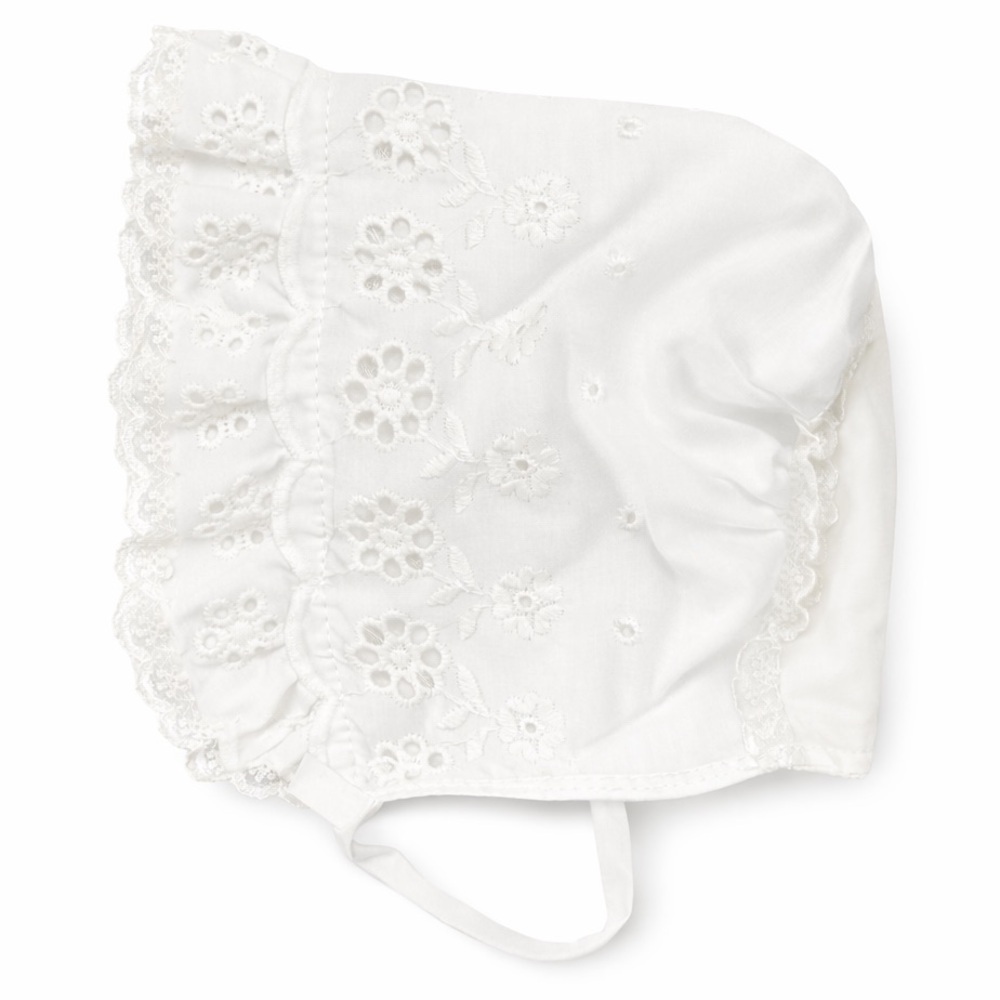 White Eyelet Baby Bonnet